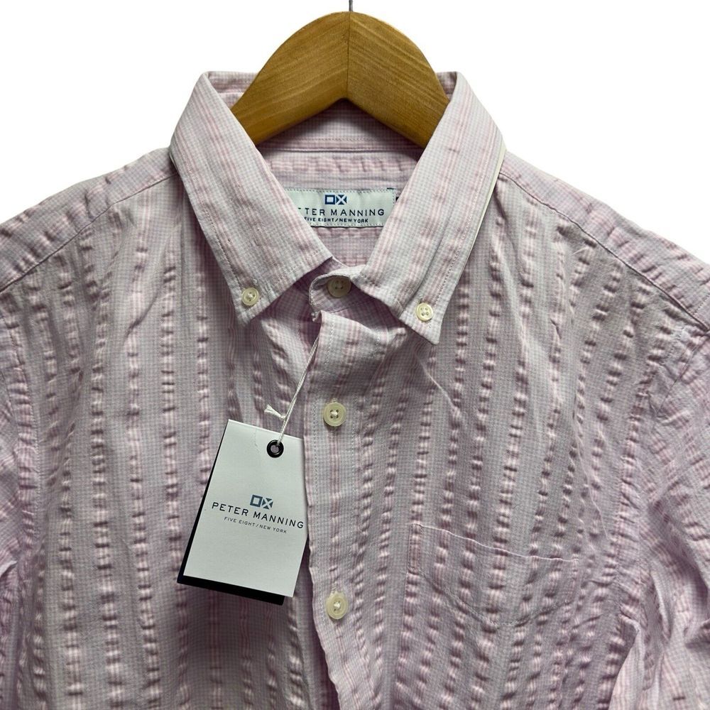 Peter Manning NYC NEW Men's Size 4 Button Down L/S Pink Striped Seersucker Shirt